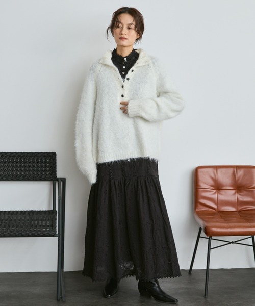 Libra Cue（リブラ キュー）の「モヘアタッチボトルネックプルオーバー（ニット/セーター・レディース・アイボリー/ブラック/グレー・FREE）」の11枚目の写真
