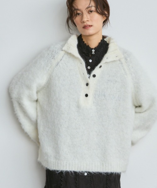 Libra Cue（リブラ キュー）の「モヘアタッチボトルネックプルオーバー（ニット/セーター・レディース・アイボリー/ブラック/グレー・FREE）」の9枚目の写真