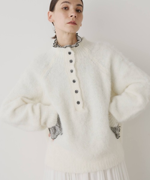 Libra Cue（リブラ キュー）の「モヘアタッチボトルネックプルオーバー（ニット/セーター・レディース・アイボリー/ブラック/グレー・FREE）」の4枚目の写真