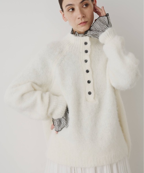 Libra Cue（リブラ キュー）の「モヘアタッチボトルネックプルオーバー（ニット/セーター・レディース・アイボリー/ブラック/グレー・FREE）」の5枚目の写真