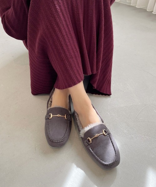 セール】＼ ぽかぽか ボア スリッポン ／ムートン ビット モチーフ