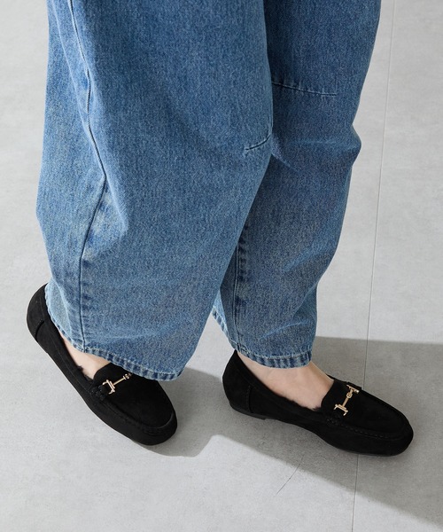 WA ORiental TRaffic（ダブルエーオリエンタルトラフィック）の「＼ ぽかぽか ボア スリッポン ／ムートン ビット モチーフ 付き ファー モカシン /52318（スリッポン・レディース・グレー/ブラック/グリーン・40/41/42/34/35/36/37/38/39/33/43）」の17枚目の写真