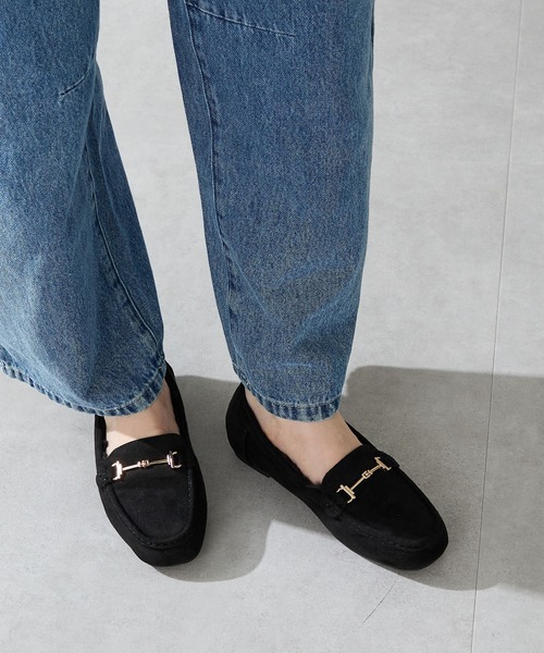 WA ORiental TRaffic（ダブルエーオリエンタルトラフィック）の「＼ ぽかぽか ボア スリッポン ／ムートン ビット モチーフ 付き ファー モカシン /52318（スリッポン・レディース・グレー/ブラック/グリーン・40/41/42/34/35/36/37/38/39/33/43）」の18枚目の写真