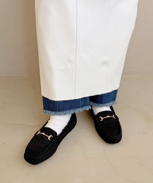 WA ORiental TRaffic（ダブルエーオリエンタルトラフィック）の「＼ ぽかぽか ボア スリッポン ／ムートン ビット モチーフ 付き ファー モカシン /52318（スリッポン・レディース・グレー/ブラック/グリーン・40/41/42/34/35/36/37/38/39/33/43）」の11枚目の写真