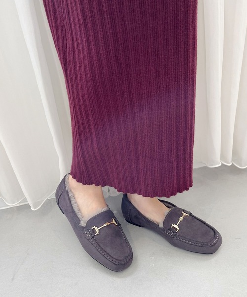 WA ORiental TRaffic（ダブルエーオリエンタルトラフィック）の「＼ ぽかぽか ボア スリッポン ／ムートン ビット モチーフ 付き ファー モカシン /52318（スリッポン・レディース・グレー/ブラック/グリーン・40/41/42/34/35/36/37/38/39/33/43）」の13枚目の写真