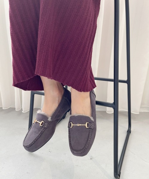 WA ORiental TRaffic（ダブルエーオリエンタルトラフィック）の「＼ ぽかぽか ボア スリッポン ／ムートン ビット モチーフ 付き ファー モカシン /52318（スリッポン・レディース・グレー/ブラック/グリーン・40/41/42/34/35/36/37/38/39/33/43）」の14枚目の写真