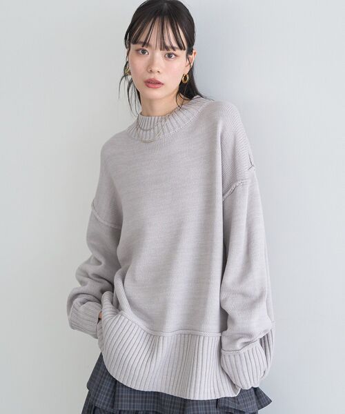 earth music&ecology(アースミュージックアンドエコロジー)の「【毛玉になりにくい】アンチピリングモックネックバックスリットニット(ニット/セーター・レディース・ブルー/グレー/ホワイト系その他4/ブルー系その他2/ピンク/グリーン系その他3・FREE)」の3枚目の写真