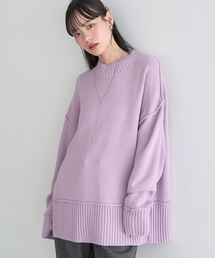 【毛玉になりにくい】アンチピリングモックネックバックスリットニット