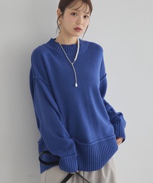 【毛玉になりにくい】アンチピリングモックネックバックスリットニット