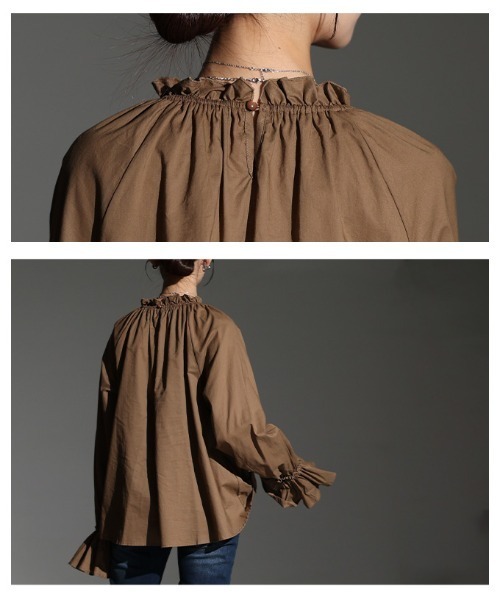 Sawa a la mode（サワアラモード）の「ベルスリーブフリルネックブラウス（シャツ/ブラウス・レディース・ホワイト/ブラウン/ブラック・FREE）」の7枚目の写真