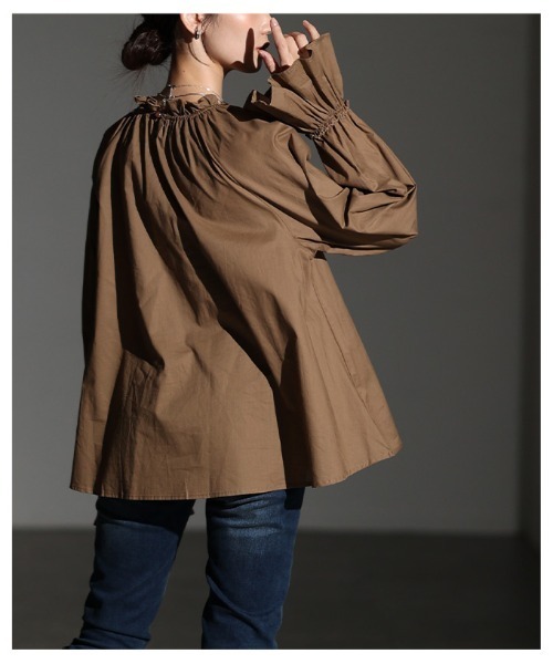 Sawa a la mode（サワアラモード）の「ベルスリーブフリルネックブラウス（シャツ/ブラウス・レディース・ホワイト/ブラウン/ブラック・FREE）」の9枚目の写真