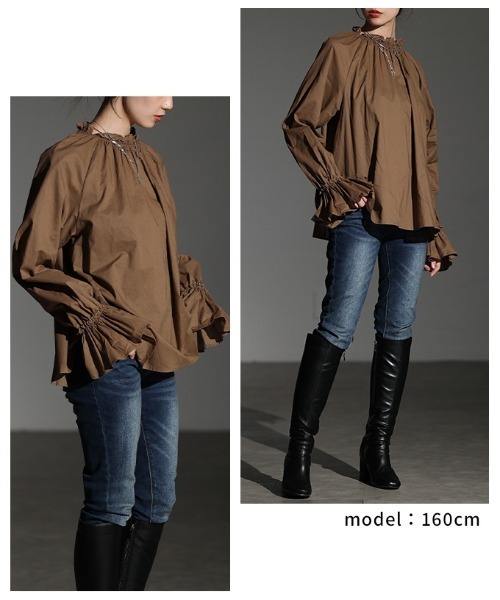 Sawa a la mode（サワアラモード）の「ベルスリーブフリルネックブラウス（シャツ/ブラウス・レディース・ホワイト/ブラウン/ブラック・FREE）」の10枚目の写真