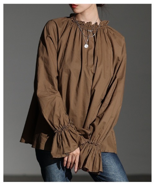 Sawa a la mode（サワアラモード）の「ベルスリーブフリルネックブラウス（シャツ/ブラウス・レディース・ホワイト/ブラウン/ブラック・FREE）」の11枚目の写真