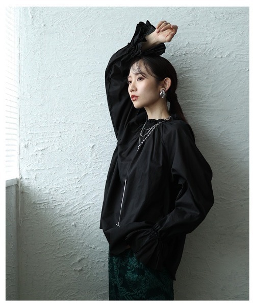 Sawa a la mode（サワアラモード）の「ベルスリーブフリルネックブラウス（シャツ/ブラウス・レディース・ホワイト/ブラウン/ブラック・FREE）」の12枚目の写真