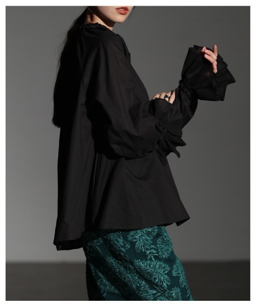 Sawa a la mode（サワアラモード）の「ベルスリーブフリルネックブラウス（シャツ/ブラウス・レディース・ホワイト/ブラウン/ブラック・FREE）」の16枚目の写真