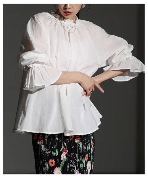 Sawa a la mode（サワアラモード）の「ベルスリーブフリルネックブラウス（シャツ/ブラウス・レディース・ホワイト/ブラウン/ブラック・FREE）」の19枚目の写真