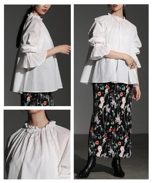 Sawa a la mode（サワアラモード）の「ベルスリーブフリルネックブラウス（シャツ/ブラウス・レディース・ホワイト/ブラウン/ブラック・FREE）」の20枚目の写真