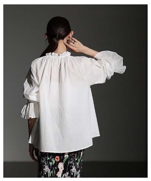 Sawa a la mode（サワアラモード）の「ベルスリーブフリルネックブラウス（シャツ/ブラウス・レディース・ホワイト/ブラウン/ブラック・FREE）」の21枚目の写真