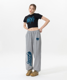 ESCAPEFROM（エスケープフロム）の「Blue Graffiti ESCF Logo Print Crop T-Shirt Black（Tシャツ/カットソー）」