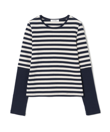 MILLO WOMEN（ミロウーマン）の「ストライプウォーマーTシャツ[ネイビー]（Tシャツ/カットソー）」