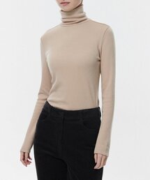 [ヒートタンダード] ウィメンズ薄起毛スリムタートルネック長袖Tシャツ [ベージュ]