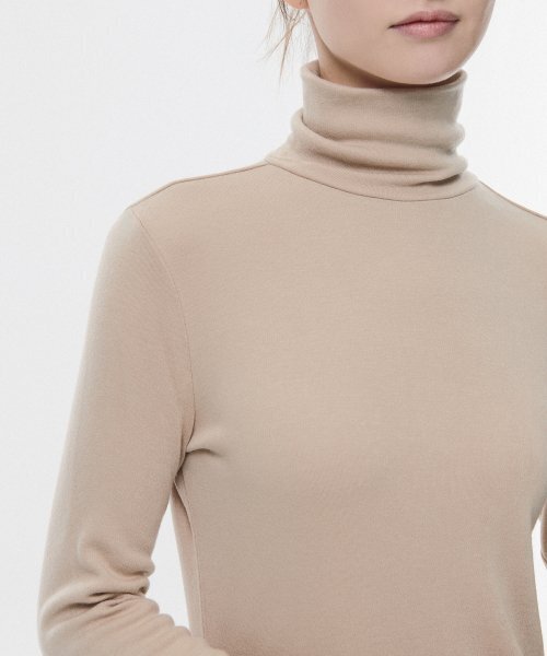 MUSINSA STANDARD WOMAN（ムシンサスタンダードウーマン）の「[ヒートタンダード] ウィメンズ薄起毛スリムタートルネック長袖Tシャツ [ベージュ]（Tシャツ/カットソー・レディース・その他・SMALL/LARGE/X-SMALL/MEDIUM）」の3枚目の写真