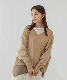 GLOBAL WORK | メルティリブVネックプルオーバー/579519(ニット/セーター)