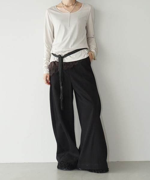 chuclla(チュクラ)の「ブレイドコードワイドパンツ chw25a136(その他パンツ・レディース・ライトグレー/ブラック・L/M)」の11枚目の写真