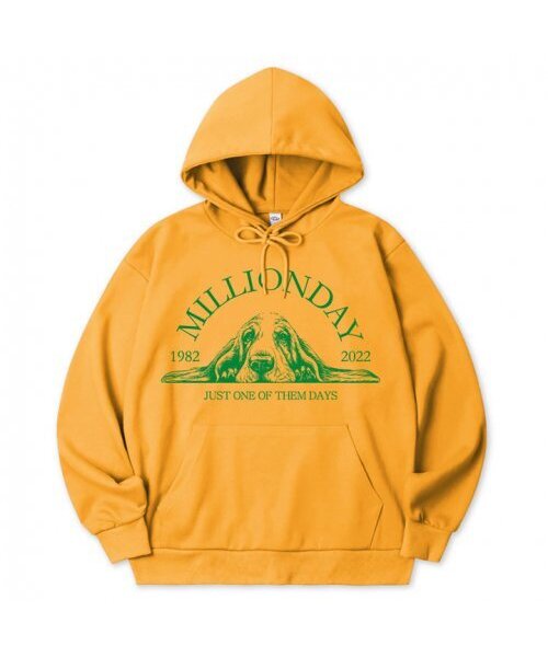 MILLION DAY(ミリオンデイ)の「MILLION PUPPY DAYS HOODIE(パーカー・メンズ・アイボリー/イエロー/パープル/ホワイト・LARGE/MEDIUM/X-LARGE)」の5枚目の写真