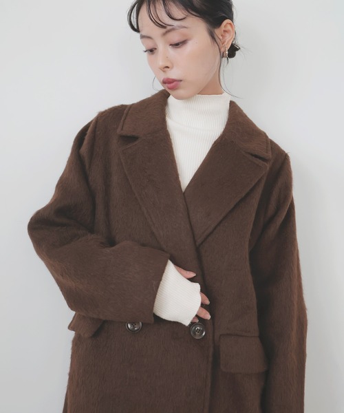 LIAN（リアン）の「シャギーダブルロングコート（チェスターコート・レディース・ベージュ/ブラウン/アイボリー/ブラック/チャコールグレー・FREE）」の19枚目の写真