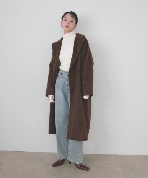 LIAN（リアン）の「シャギーダブルロングコート（チェスターコート・レディース・ベージュ/ブラウン/アイボリー/ブラック/チャコールグレー・FREE）」の17枚目の写真