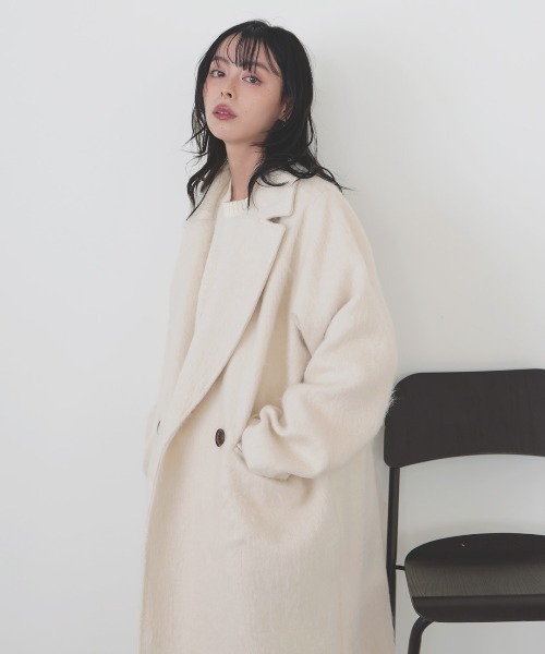 LIAN（リアン）の「シャギーダブルロングコート（チェスターコート・レディース・ベージュ/ブラウン/アイボリー/ブラック/チャコールグレー・FREE）」の13枚目の写真