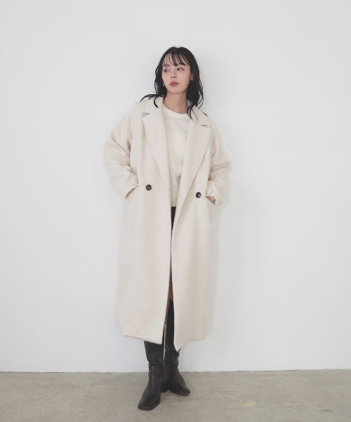 LIAN（リアン）の「シャギーダブルロングコート（チェスターコート・レディース・ベージュ/ブラウン/アイボリー/ブラック/チャコールグレー・FREE）」の14枚目の写真