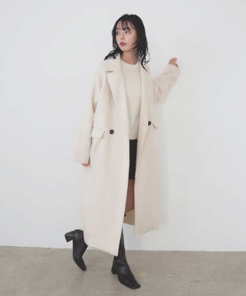 LIAN（リアン）の「シャギーダブルロングコート（チェスターコート・レディース・ベージュ/ブラウン/アイボリー/ブラック/チャコールグレー・FREE）」の15枚目の写真