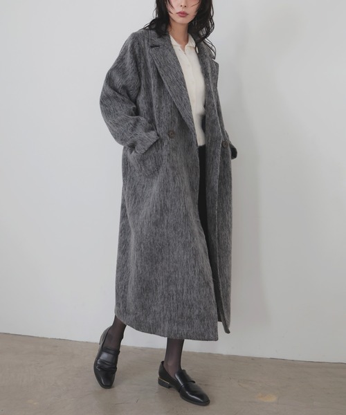 LIAN（リアン）の「シャギーダブルロングコート（チェスターコート・レディース・ベージュ/ブラウン/アイボリー/ブラック/チャコールグレー・FREE）」の6枚目の写真