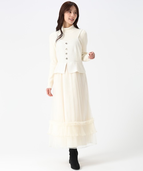 31 Sons de mode（トランテアン　ソン　ドゥ　モード）の「2025秋冬新作 チュールキャミジャンスカ（ジャンパースカート・レディース・グレー/オフホワイト・S/M）」の8枚目の写真