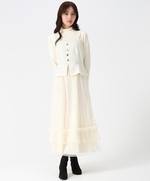 31 Sons de mode（トランテアン　ソン　ドゥ　モード）の「2025秋冬新作 チュールキャミジャンスカ（ジャンパースカート・レディース・グレー/オフホワイト・S/M）」の9枚目の写真