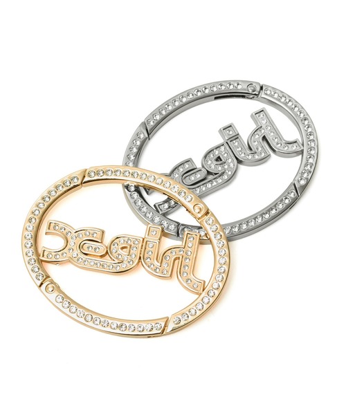 X-girl(エックスガール)の「RHINESTONE MILLS LOGO CARABINER(キーホルダー・レディース・シルバー/ゴールド・ONE SIZE)」の3枚目の写真