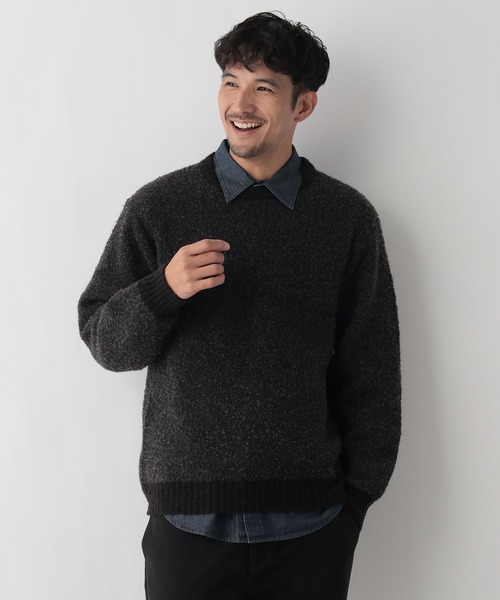 FOUND GOOD（ファウンドグッド）の「ブークレーニット（ニット/セーター・メンズ・ネイビー/ブラック/ブラウン系/グレー系5・L/M/S/XL）」の2枚目の写真