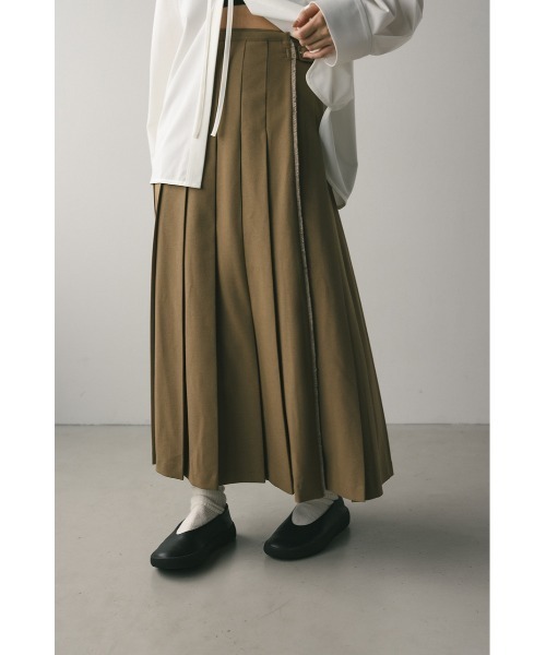 STYLEMIXER（スタイルミキサー）の「ボックスタックラップスカート（スカート・レディース・ライトブラウン/チャコールグレー・SMALL/MEDIUM）」の3枚目の写真