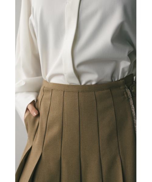 STYLEMIXER（スタイルミキサー）の「ボックスタックラップスカート（スカート・レディース・ライトブラウン/チャコールグレー・SMALL/MEDIUM）」の5枚目の写真