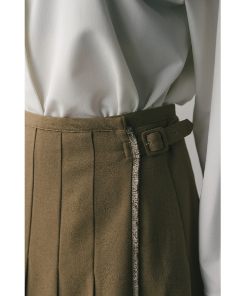 STYLEMIXER（スタイルミキサー）の「ボックスタックラップスカート（スカート・レディース・ライトブラウン/チャコールグレー・SMALL/MEDIUM）」の7枚目の写真