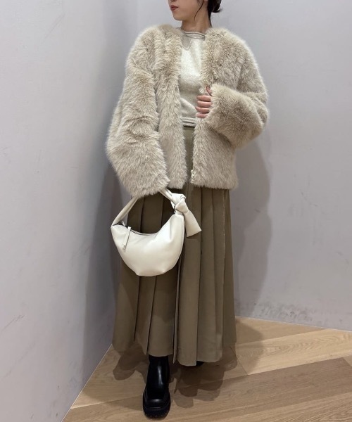 STYLEMIXER（スタイルミキサー）の「ボックスタックラップスカート（スカート・レディース・ライトブラウン/チャコールグレー・SMALL/MEDIUM）」の20枚目の写真