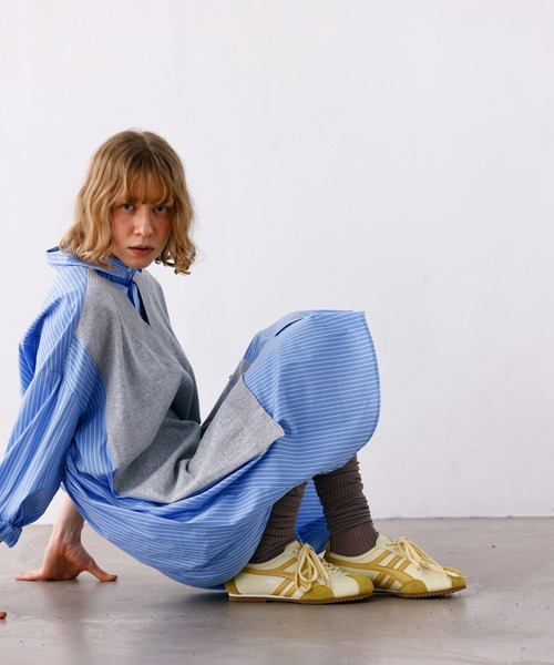 Kelen（ケレン）の「「KELEN / ケレン」ニットベスト重ね着風ストライプシャツワンピース（ワンピース・レディース・オフホワイト/サックスブルー/ベージュ・S/M）」の6枚目の写真