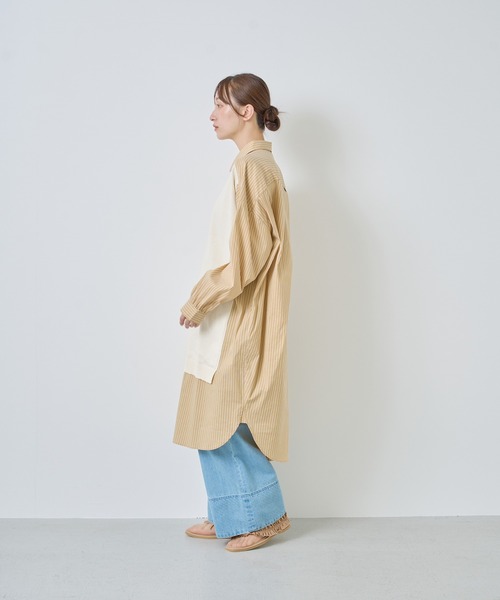 Kelen（ケレン）の「「KELEN / ケレン」ニットベスト重ね着風ストライプシャツワンピース（ワンピース・レディース・オフホワイト/サックスブルー/ベージュ・S/M）」の19枚目の写真
