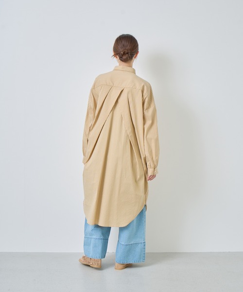 Kelen（ケレン）の「「KELEN / ケレン」ニットベスト重ね着風ストライプシャツワンピース（ワンピース・レディース・オフホワイト/サックスブルー/ベージュ・S/M）」の22枚目の写真