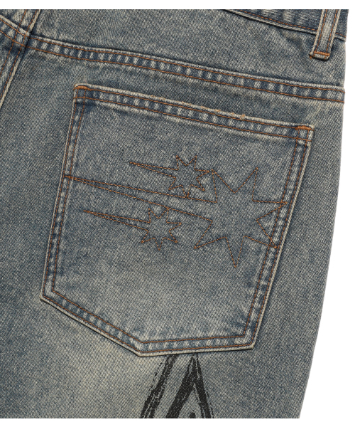 NICE GHOST CLUB（ナイスゴーストクラブ）の「DOODLE GRAPHIC WIDE JEANS_BLUE(NG2FFUD110A)（デニムパンツ・レディース・ブルー・SMALL/MEDIUM/LARGE）」の7枚目の写真