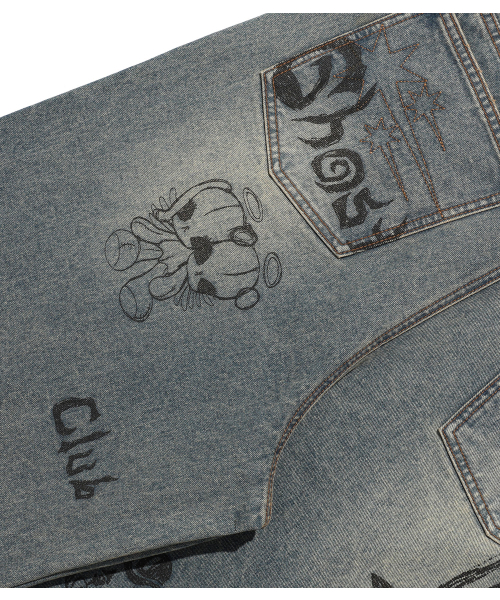 NICE GHOST CLUB（ナイスゴーストクラブ）の「DOODLE GRAPHIC WIDE JEANS_BLUE(NG2FFUD110A)（デニムパンツ・レディース・ブルー・SMALL/MEDIUM/LARGE）」の8枚目の写真