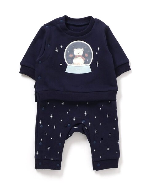 Ampersand（アンパサンド）の「【リンク】バラエティ裏毛起毛カバーオール（ロンパース・キッズ・グレー/ピンク/レッド/ネイビー・60/70/80）」の2枚目の写真