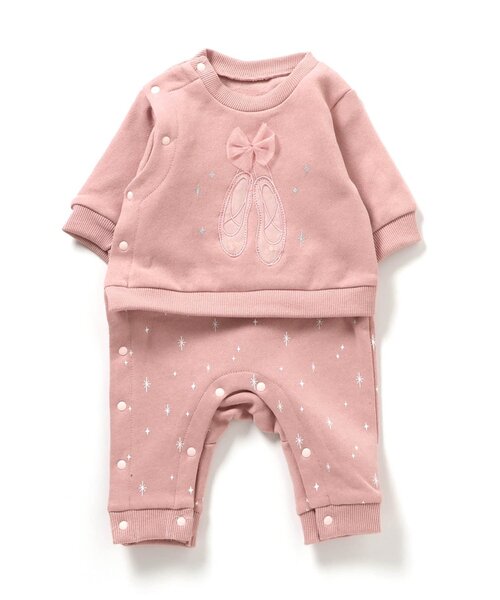 Ampersand（アンパサンド）の「【リンク】バラエティ裏毛起毛カバーオール（ロンパース・キッズ・グレー/ピンク/レッド/ネイビー・60/70/80）」の3枚目の写真